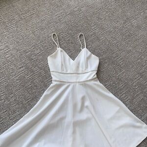 White Spaghetti Strap A-Line Mini Dress